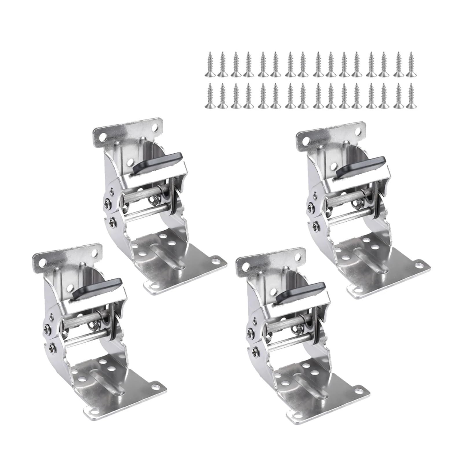 Rugaikerba Sliver 4Pcs Folding Leg Hinge Bracket, 0-90-180 Degree Self-Locking