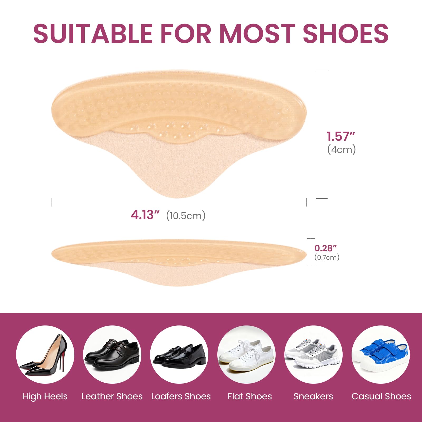 Taloneras para zapatos - Welnove 3 pares protector talon zapatos almohadillas talones para zapatos holgados - Evitan que el pie se deslice, el roce y las ampollas - Para mujeres y hombres (Beige)