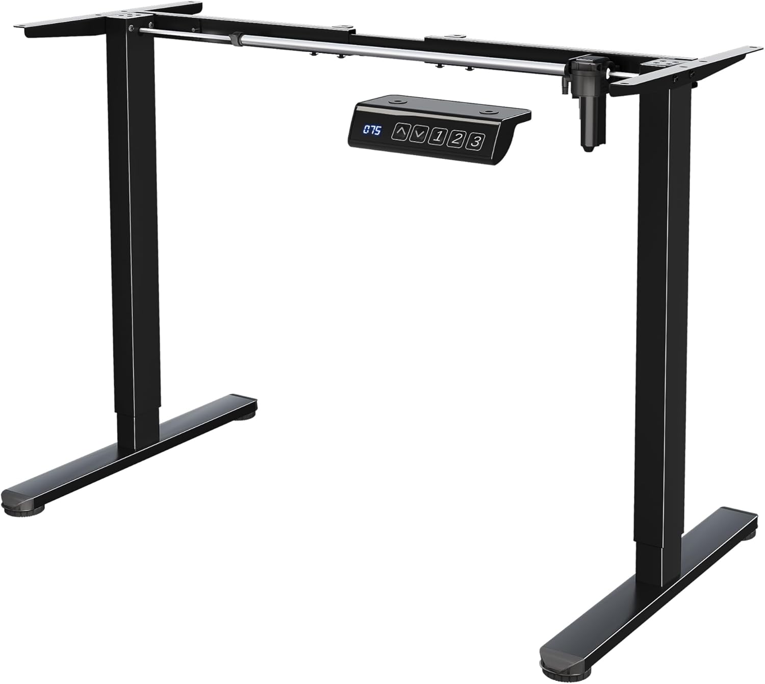 BONTEC Electric Standing Desk Frame, Adjustable Sit Stand Desk Base with Single Motor, Quiet Height Adjustable Desk Legs with 3 Memory Settings, Sturdy Metal Stand Up Desk Frame for Home Office
