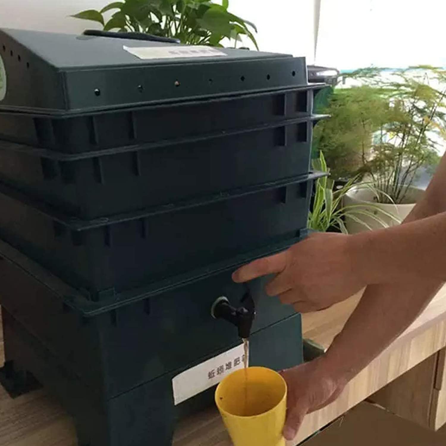 Kit de compostador de lombrices – 50 L 5 bandejas expandibles al aire libre granja de gusanos para compostar residuos de alimentos – Sistema de reciclaje ecológico