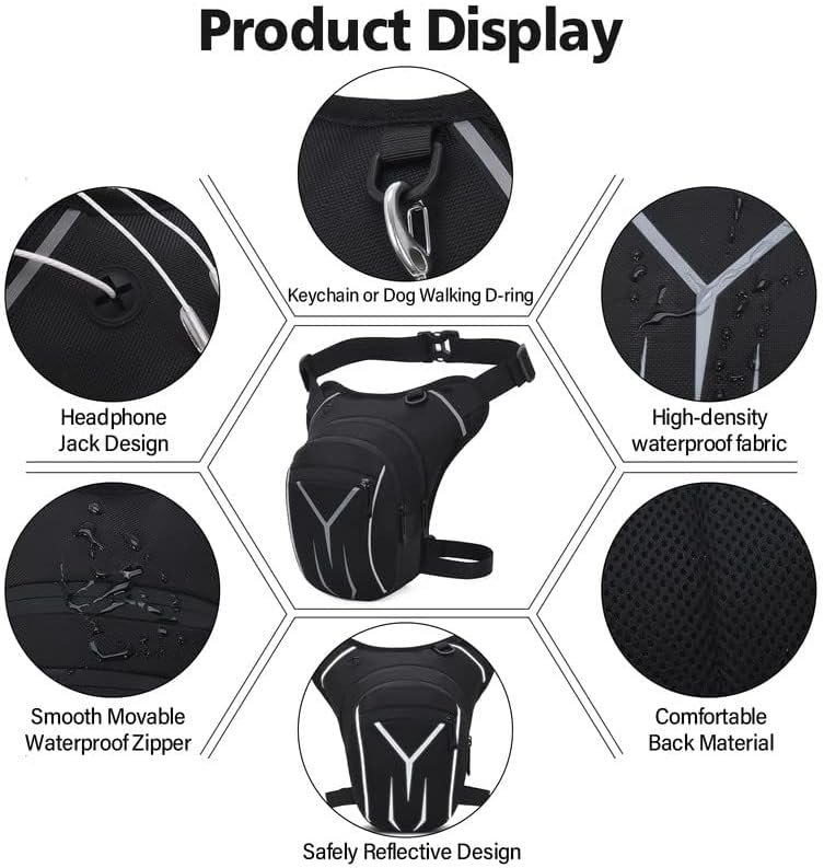 Miniatura 5 de Peicees Bolsa de pierna caída para hombres y mujeres, bolsa de cintura táctica, bolsa de muslo al aire libre, mochila cruzada para motocicleta,