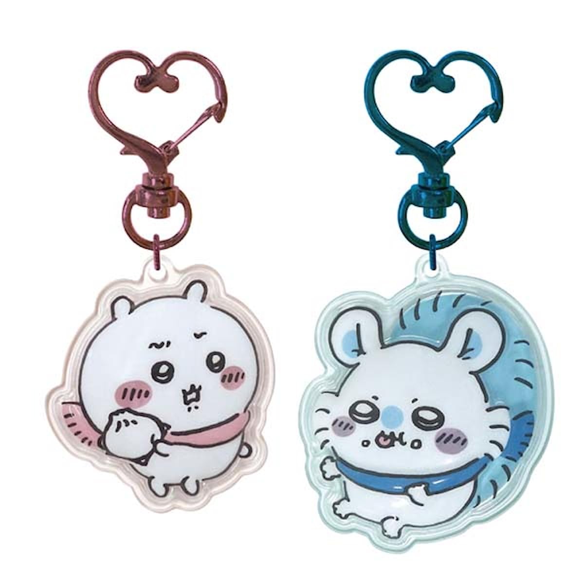 K Company Chiikawa Punchy Pair Keychains, Chihua x Momonga, CKW-PP-CM, H1.7 x W1.4 x D0.4 inches (44 x 37 x 10 mm)