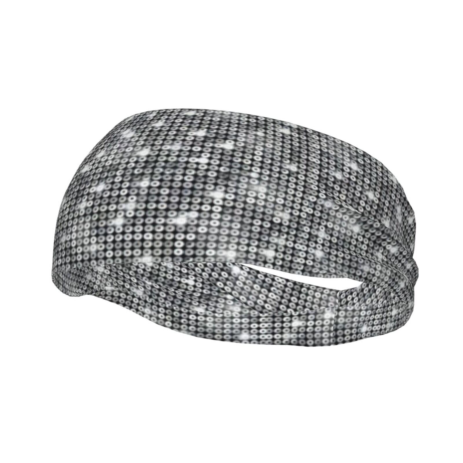 Silver Sequin Sparkle Pattern Print Unisex Sports Sweatband Sport Headbands Moisture Wicking Headband for Running, Yoga