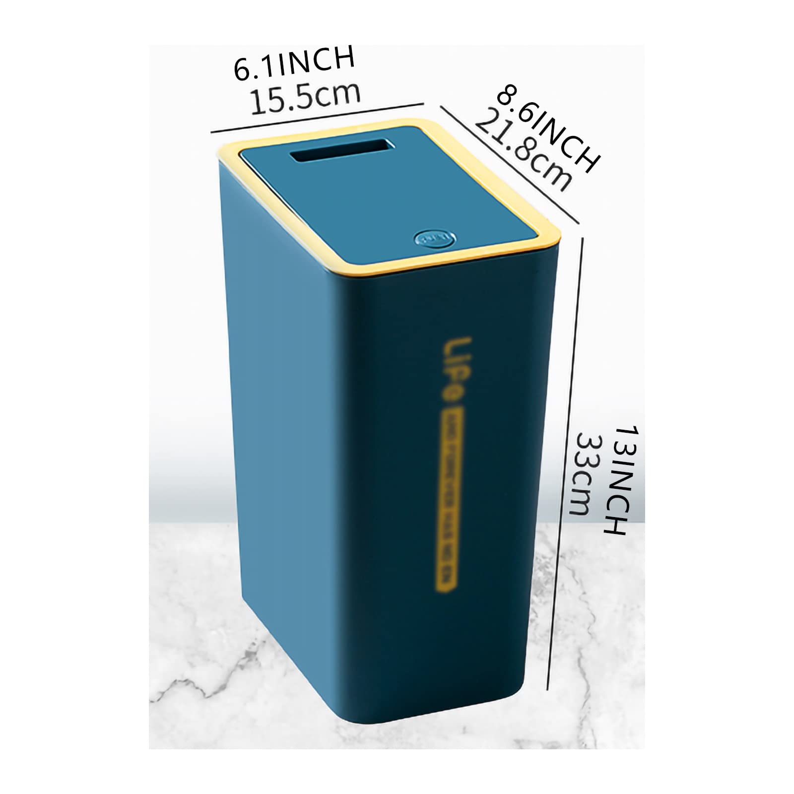 Piccola Pattumiera Con Coperchio A Pressione 10L - Design Slim Salvaspazio - Grigio E Bianco - Con Pressatore E Vano Portaoggetti - Per Bagno E Cucina