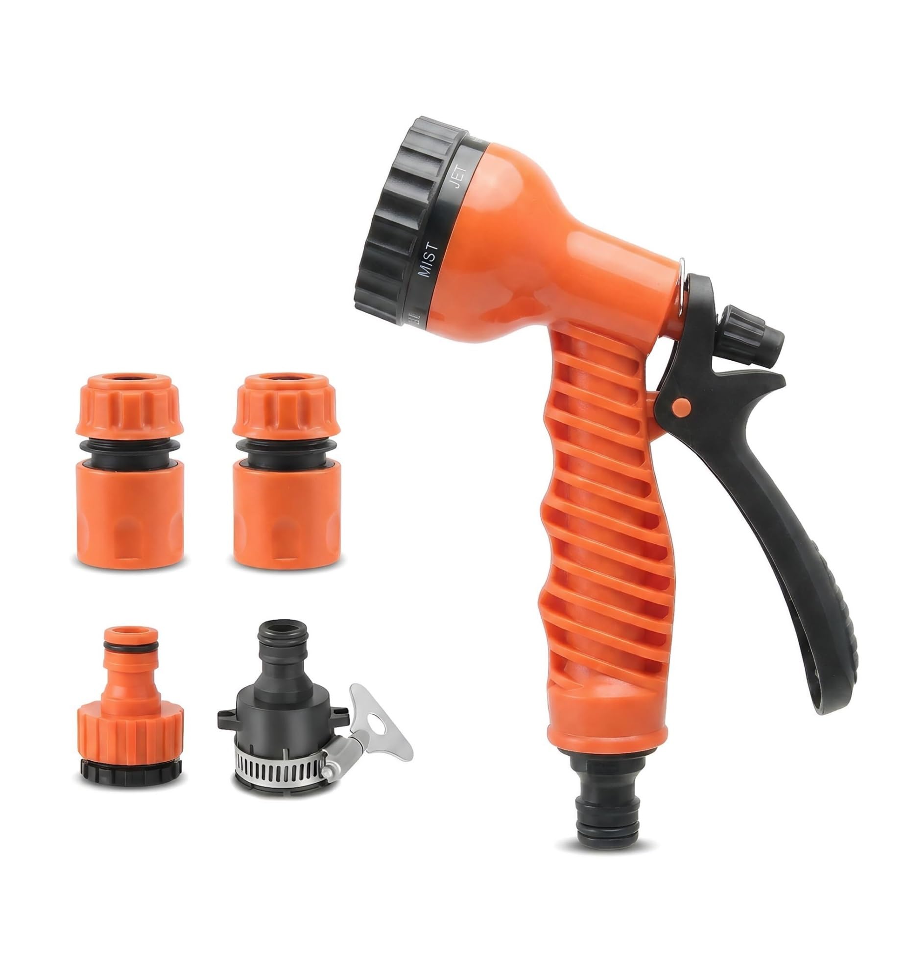 Highly Pressure Hose Nozzles Garden Hose Nozzle 7 Adjustable Spray Patterns, for Lawn Watering Patio Cleaning(Orange)