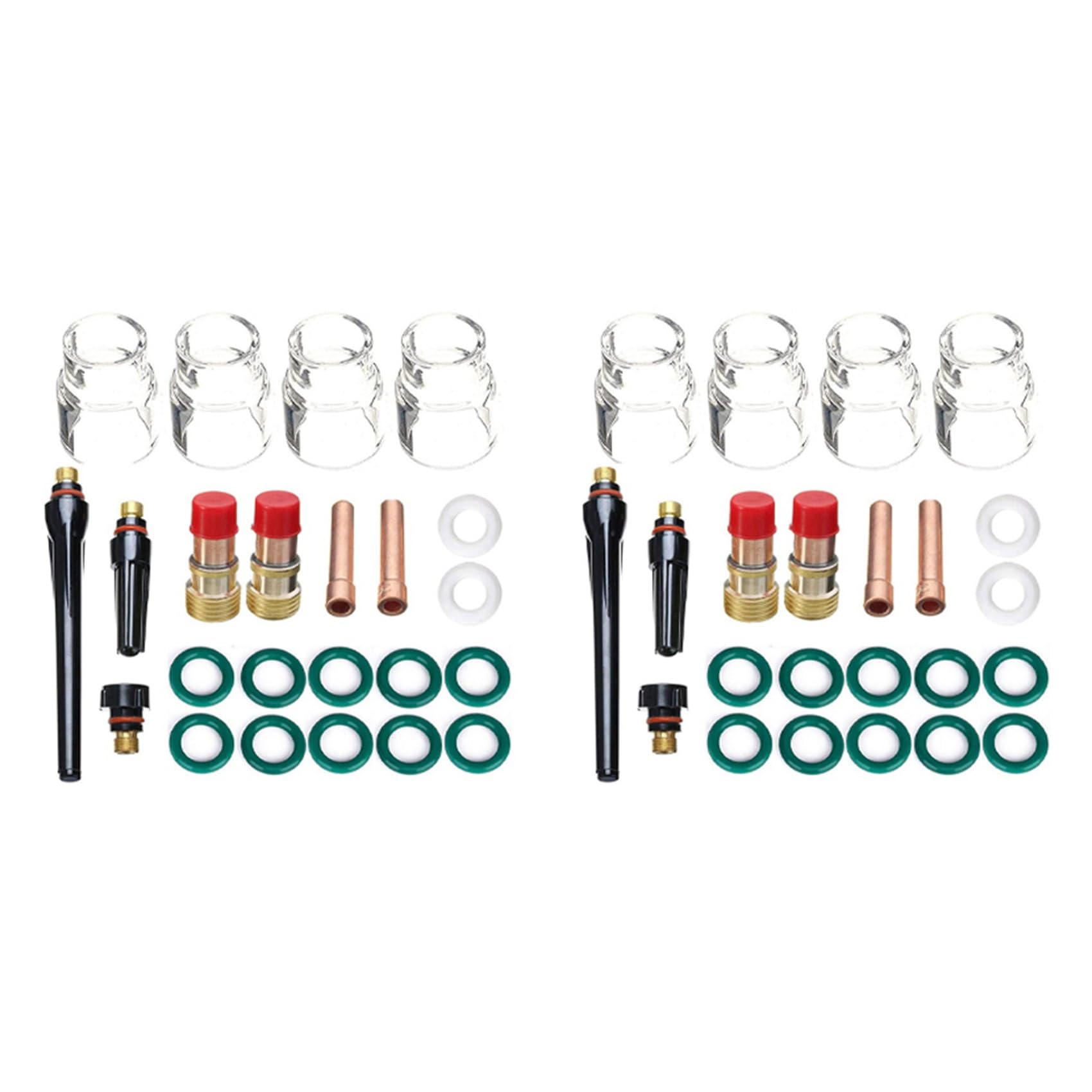 Jnchdghwa Black & Green 46Pcs Tig Stubby Gas Lens 17Gl332 3/32Inch & 12 Cup & Tig Gas Lens Alumina Nozzle For Db Sr 17/18 Tig Welding Torch