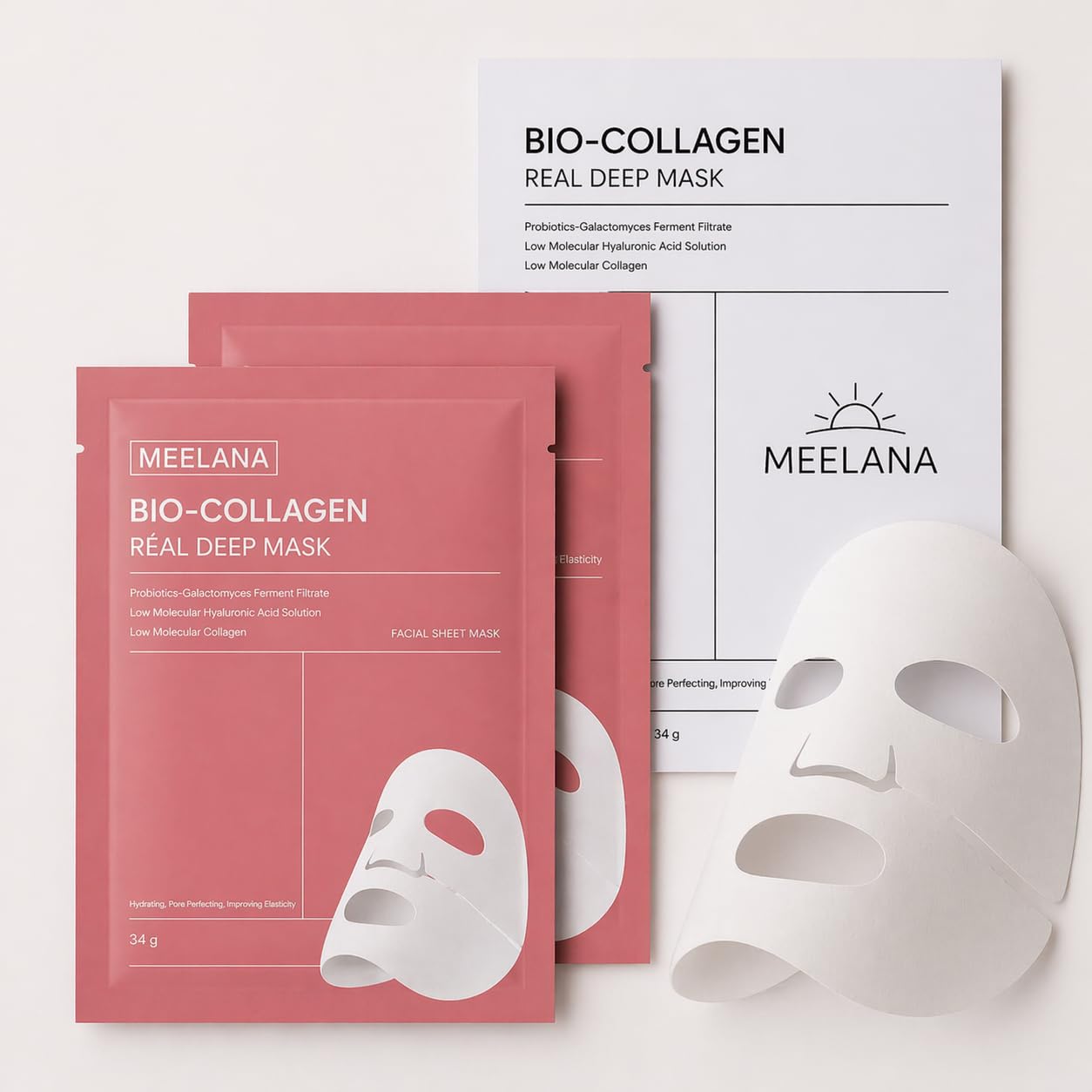 MEELANA Bio Collagen Deep Collagen Night Mask Hydrating Overnight Hydrogel Korean Glass Skin Mask For Deep Hydration Wrapp...