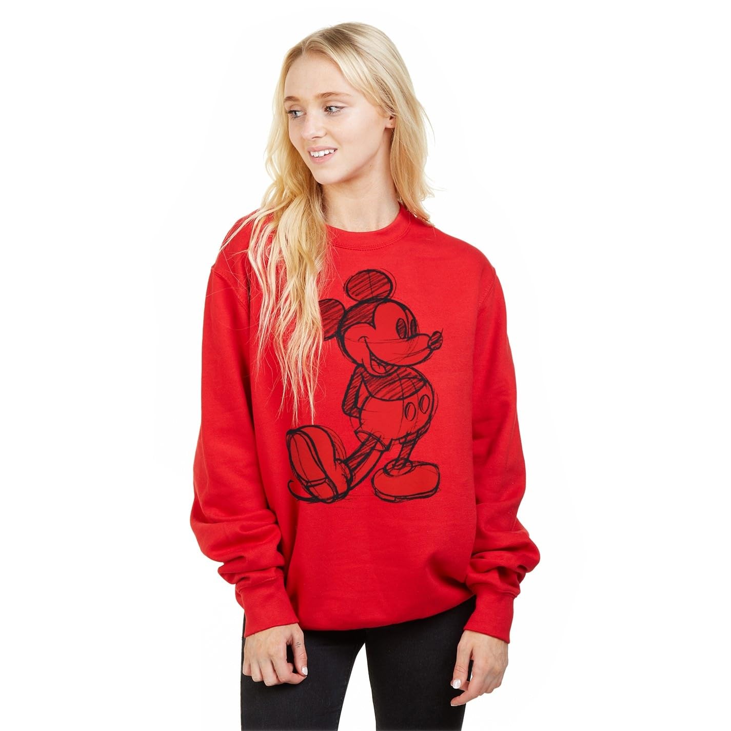 Disney Men' Red Mickey Sketch Sweatshirt in Size S, Sports Direct