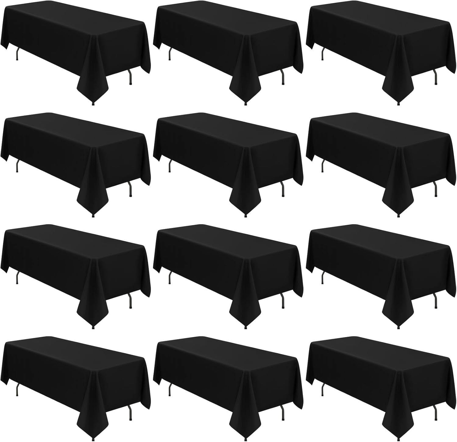 12 Pack Polyester Table Cloth 90 x 132 inch Black