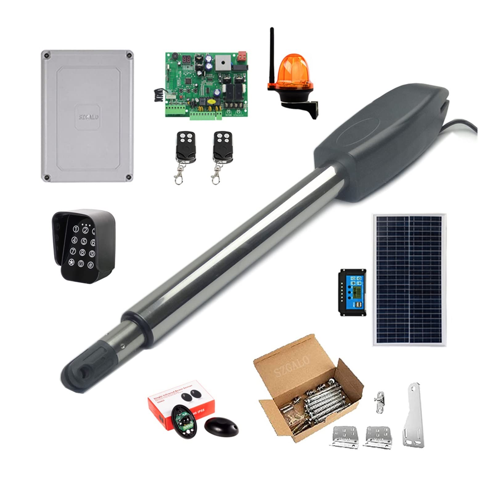 Automatyczne Samozamykacze, Sterowanie WIFI PKM-C02 Heavy-Duty Solar pojedynczy automatyczny zestaw do otwierania bram podjazdu skrzydłowych 15 stóp(Kit g)