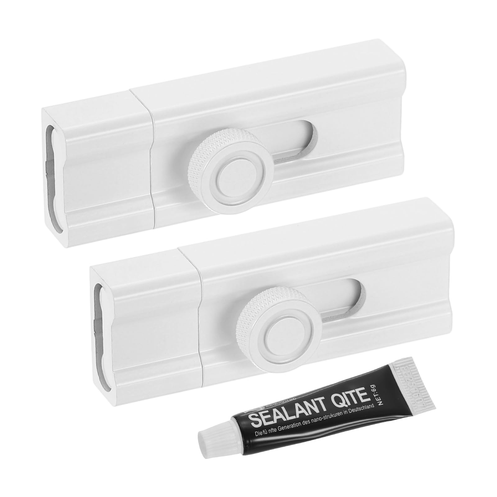 Verrou coulissant adhésif 7,6 cm alliage aluminium blanc pour porte encastrée et moustiquaire x2