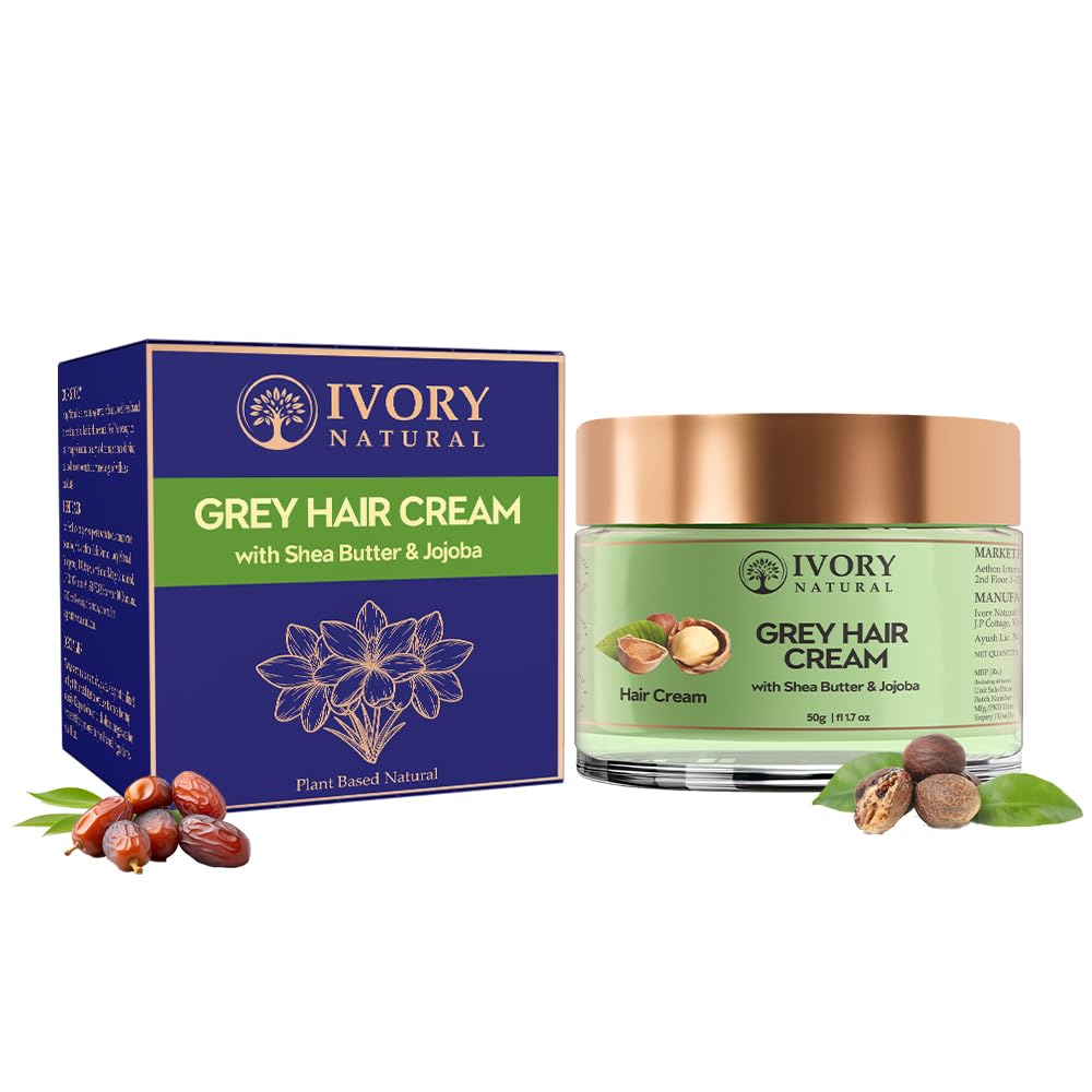 Ivory Natural Cream For Greys (50 Grams) - 100% Ayush Ministry - Helps to Restore Natural Hair Color-image-44