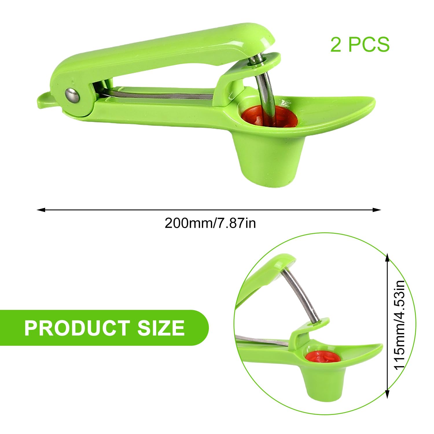 2 Unidades De Deshuesador De Cerezas, Removedor De Huesos De Cereza De Acero Inoxidable, Herramienta PortáTil Para Deshuesar Cerezas, Apto Para Frutas Y Bayas (Verde)