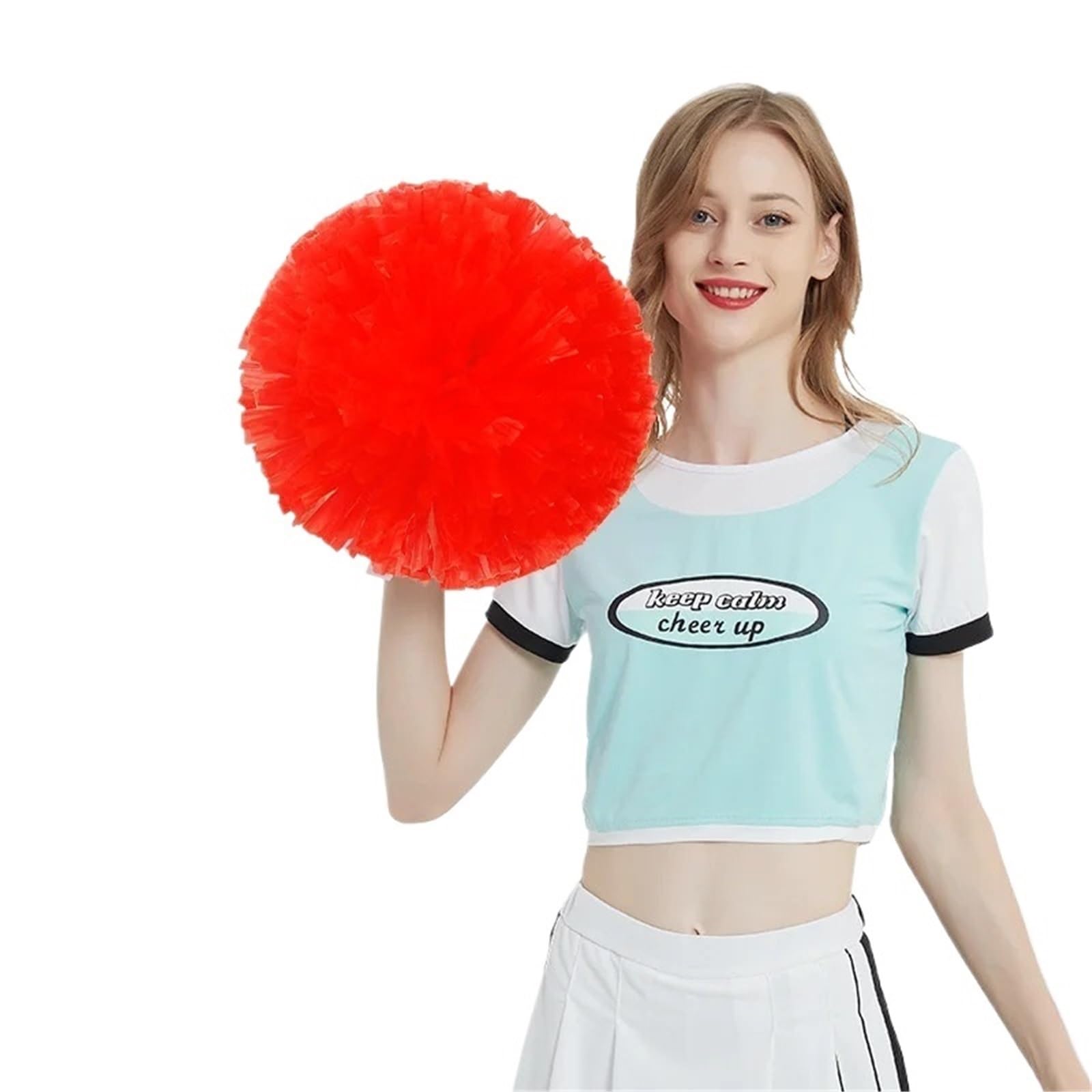 Pompom Cheerleading Team Hand Flower Sports Performance Dance Props Ball for Cheerleaders(Red)