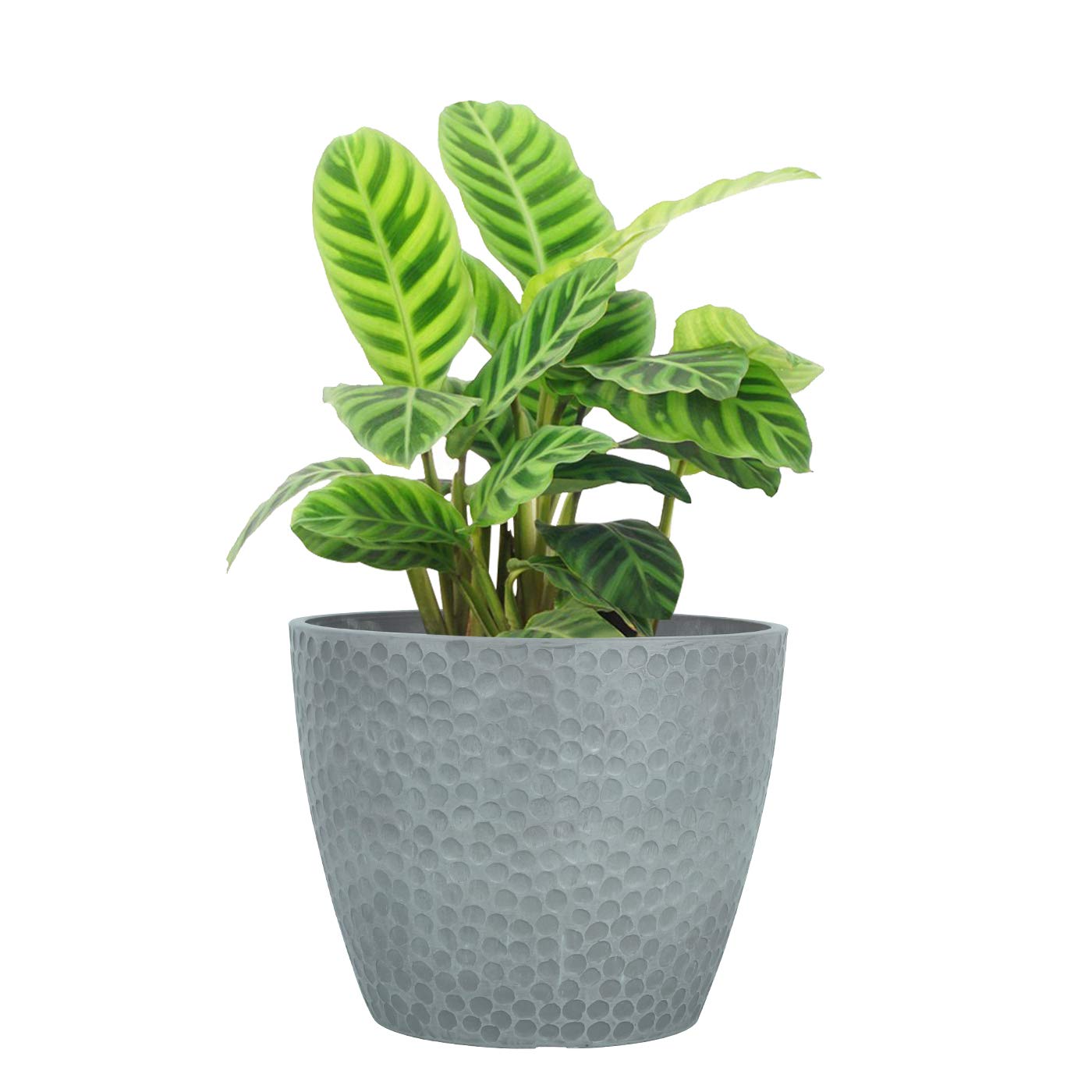 LA JOLIE MUSE 9.4 inch Plant Pot for Indoor and Outdoor Plants, Modern Chic Planter with Honeycomb Pattern,Storm Gray