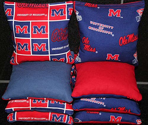 Mississippi OLE Miss Cornhole Bean Bags 8 Regulation Game Toss Tailgate Bags