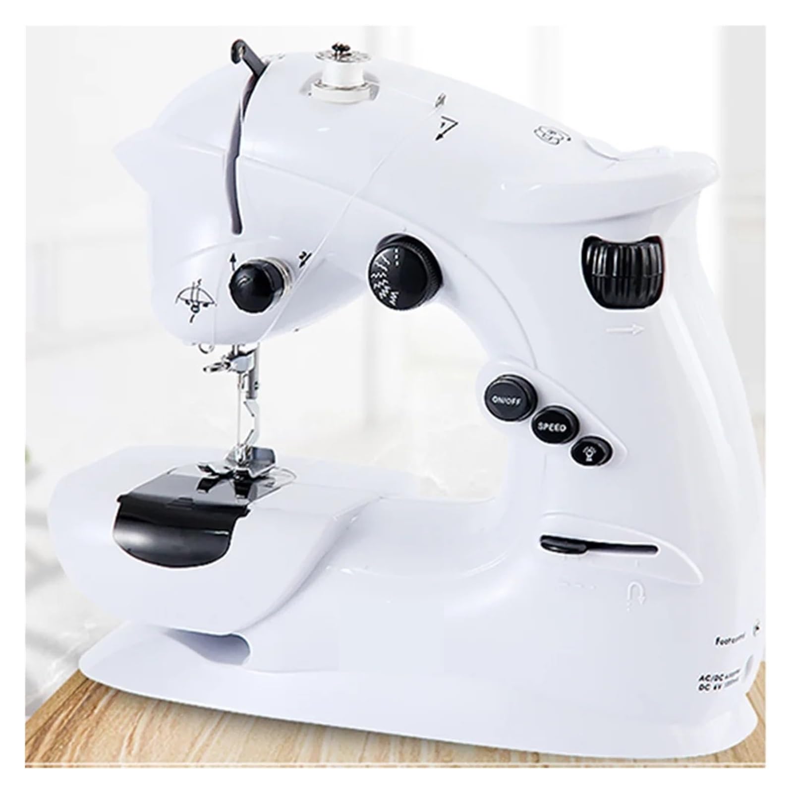 Maszyna Do Szycia Mini Instrukcja Przenośny Asystent Domowy Elektryczny Pulpit Wielofunkcyjny Gruby Zamykany Przycisk DIY Ubrania UFR-403 Mocna Cicha Stabilna(A)