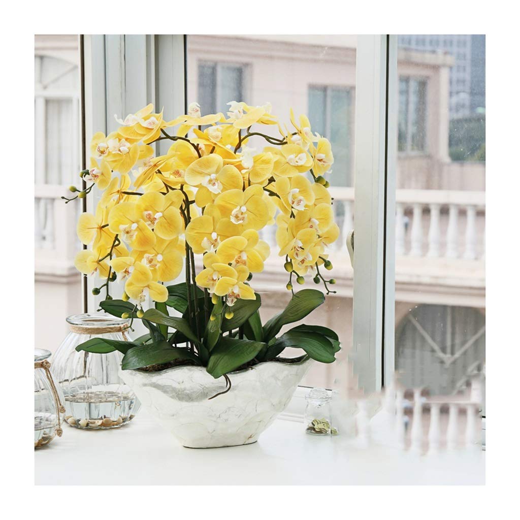 IUokLU Artificial Flowers Faux Orchids Decoration - Phalaenopsis Flowers Potted with Flower Pot, Branches Silk Cloth Orchids Bonsai Arrangement for Home/party