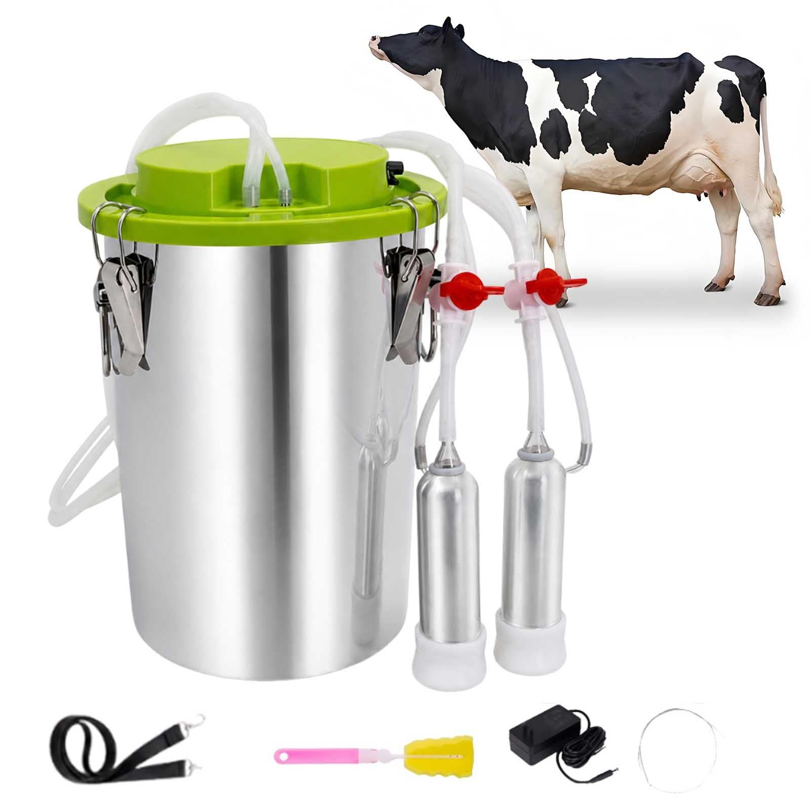 aromaoveite Electric Cow Milking Machine, 12l/16l Portable Cow Milker With 304 Stainless Steel Bucket, Rechargeable Automatic Milker With Adjustable Pulsation & Auto Stop For Farm And Home Use 16L-A