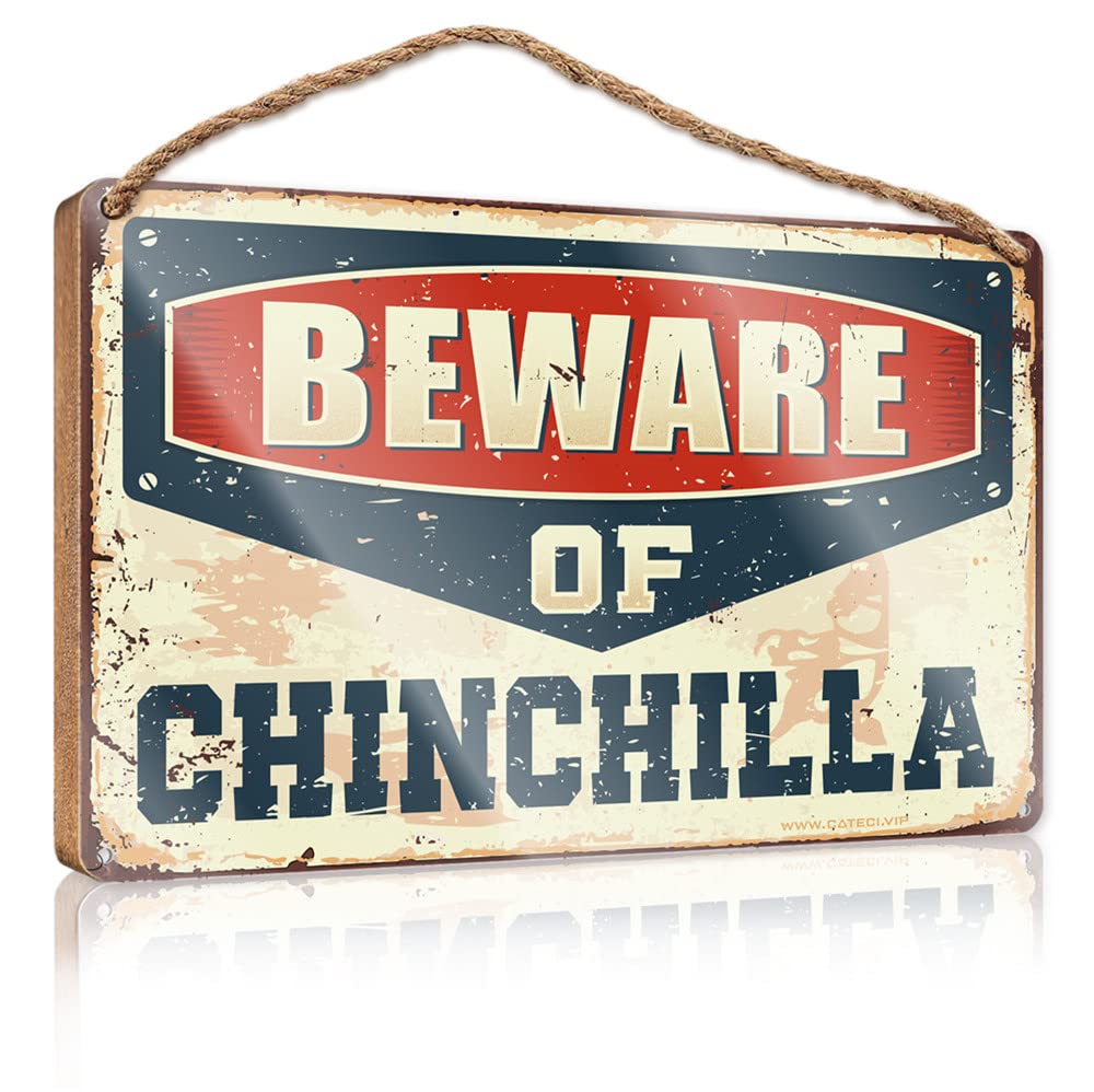 Hanging Wall Signs Beware Of Chinchilla Wooden Sign Camper Decorations For Inside Wooden Signs For Cra(15X28CM)