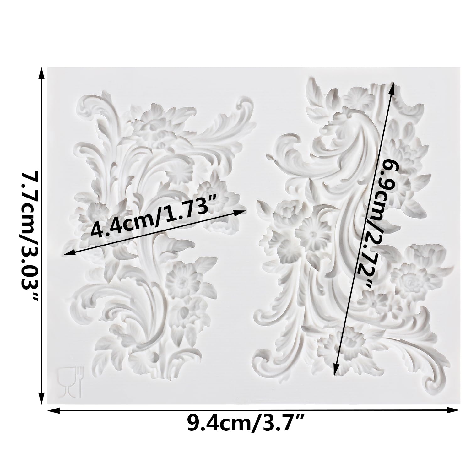 Lingzhi Molde barroco de silicona para fondant, rizos, encaje, filigrana, para decoración de pasteles, cupcakes, chocolate, caramelo, azúcar, manualidades, pasta de goma, arcilla polimérica