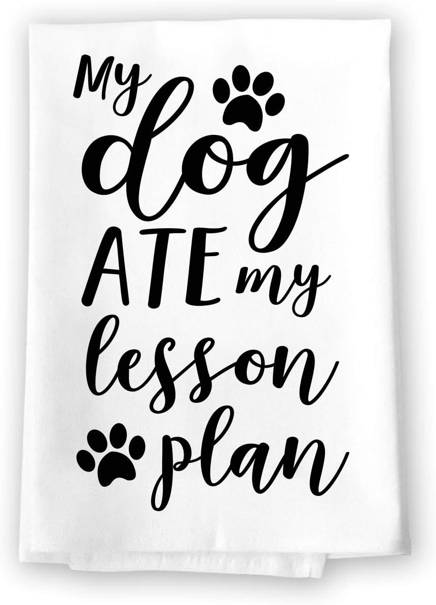 Honey Dew Gifts, My Dog Ate My Lesson Plan, 27 inch by 27 inch, Cotton Flour Sack Towels, Funny Kitchen Bathroom Towels, Teacher Appreciation Gifts, Dog Paws Decor, 10260