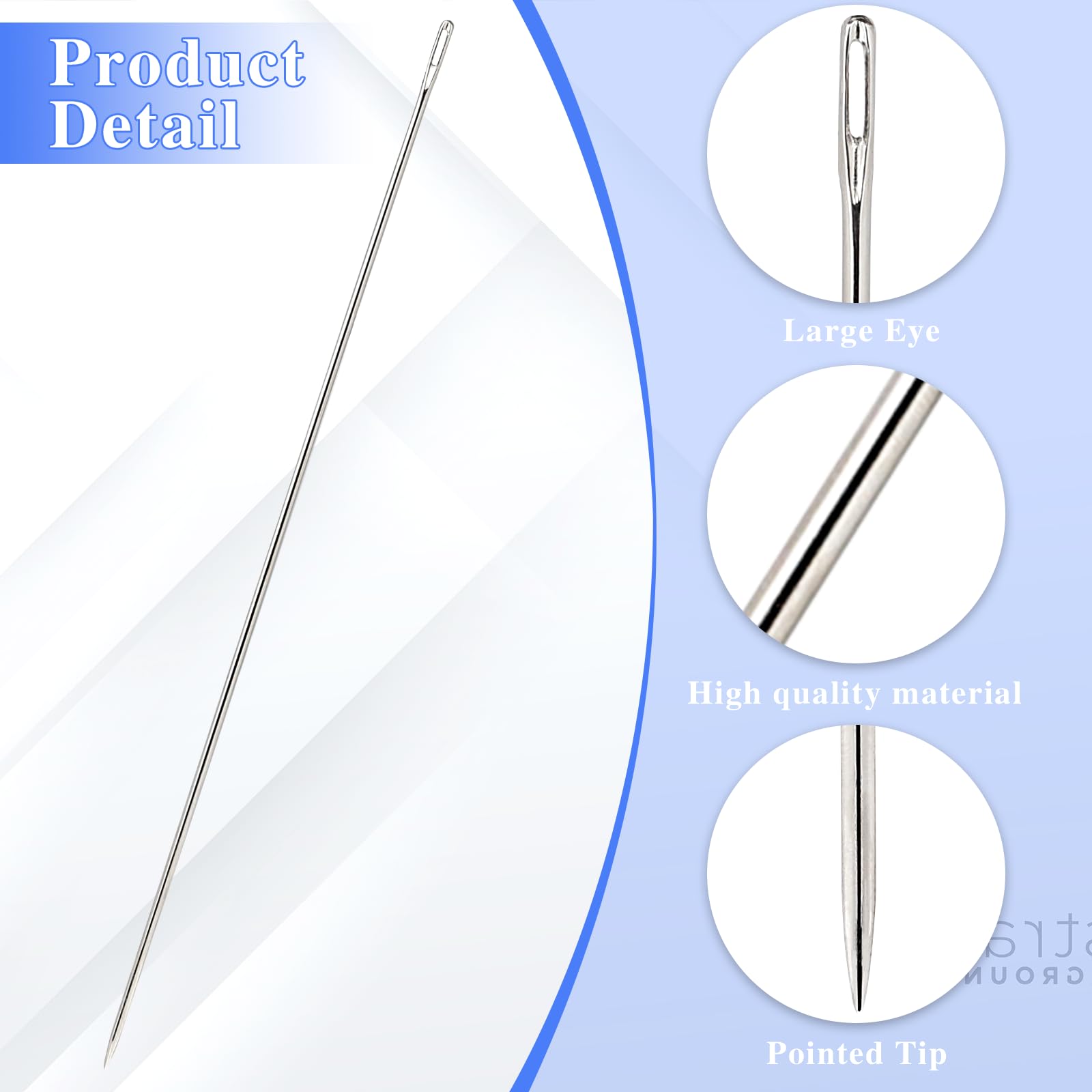 12 inch Upholstery Needle Large Sewing Needle Long Sewing Needles Professional Upholstery Needle Hand Sewing Leather,Tapestry,Embroidery,for Home or Work.(Silver - Image 3