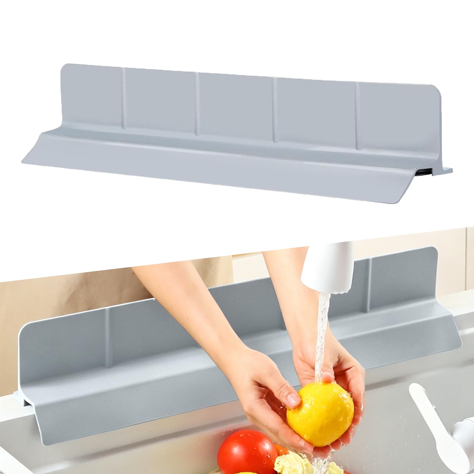 22.8x3.9in Silicone Sink Splash Guard, Blue-Gray Water Splash Guard for Kitchen Sink Area Behind Faucet Drip Catcher Tray