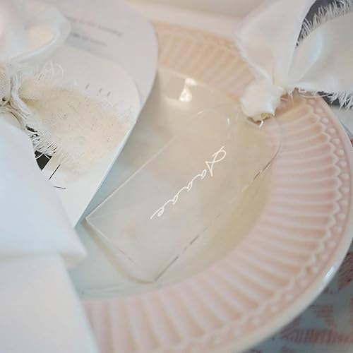 Miniatura 6 de 10 piezas Tarjetas de lugar de acrílico transparente en blanco Etiquetas de regalo con cinta Tarjetas de nombre de boda para configuración de mesa