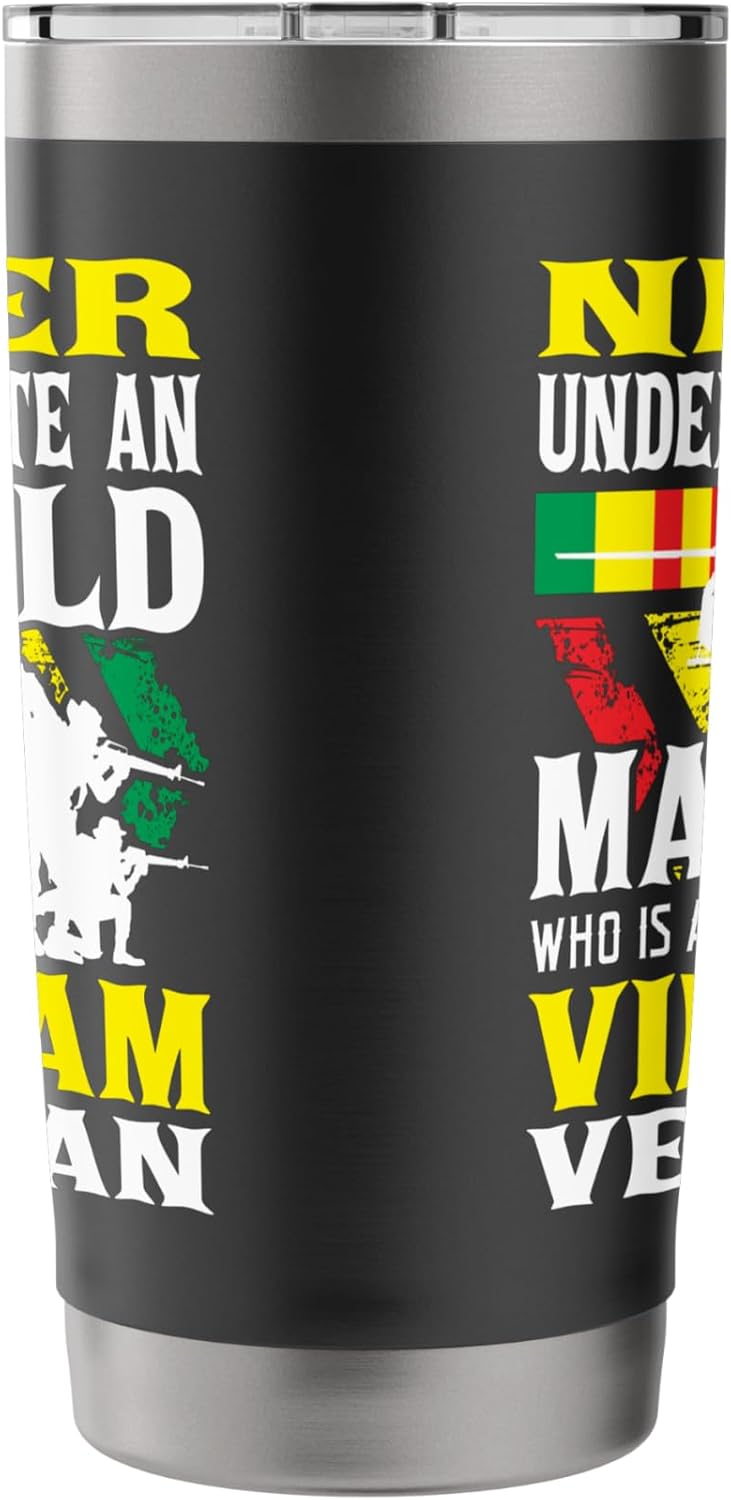 Never Underestimate An Old Man - Patriotic Vietnam Veteran Stainless Steel Insulated Tumbler - Image 2