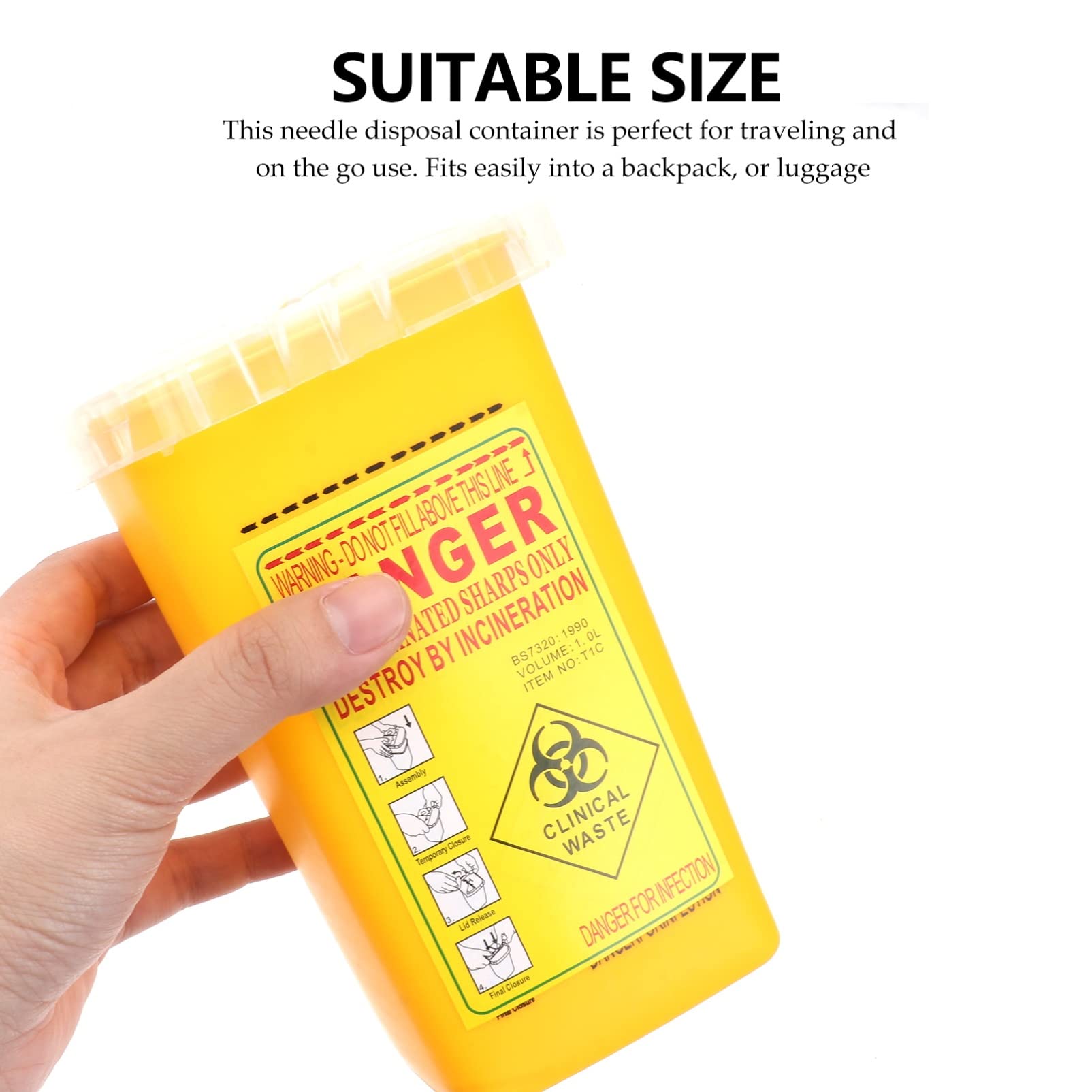 Boîte à Aiguilles 1L Jaune – Conteneur Sharps Bin Médical Pour Tatouage, Sécurité Et Hygiène
