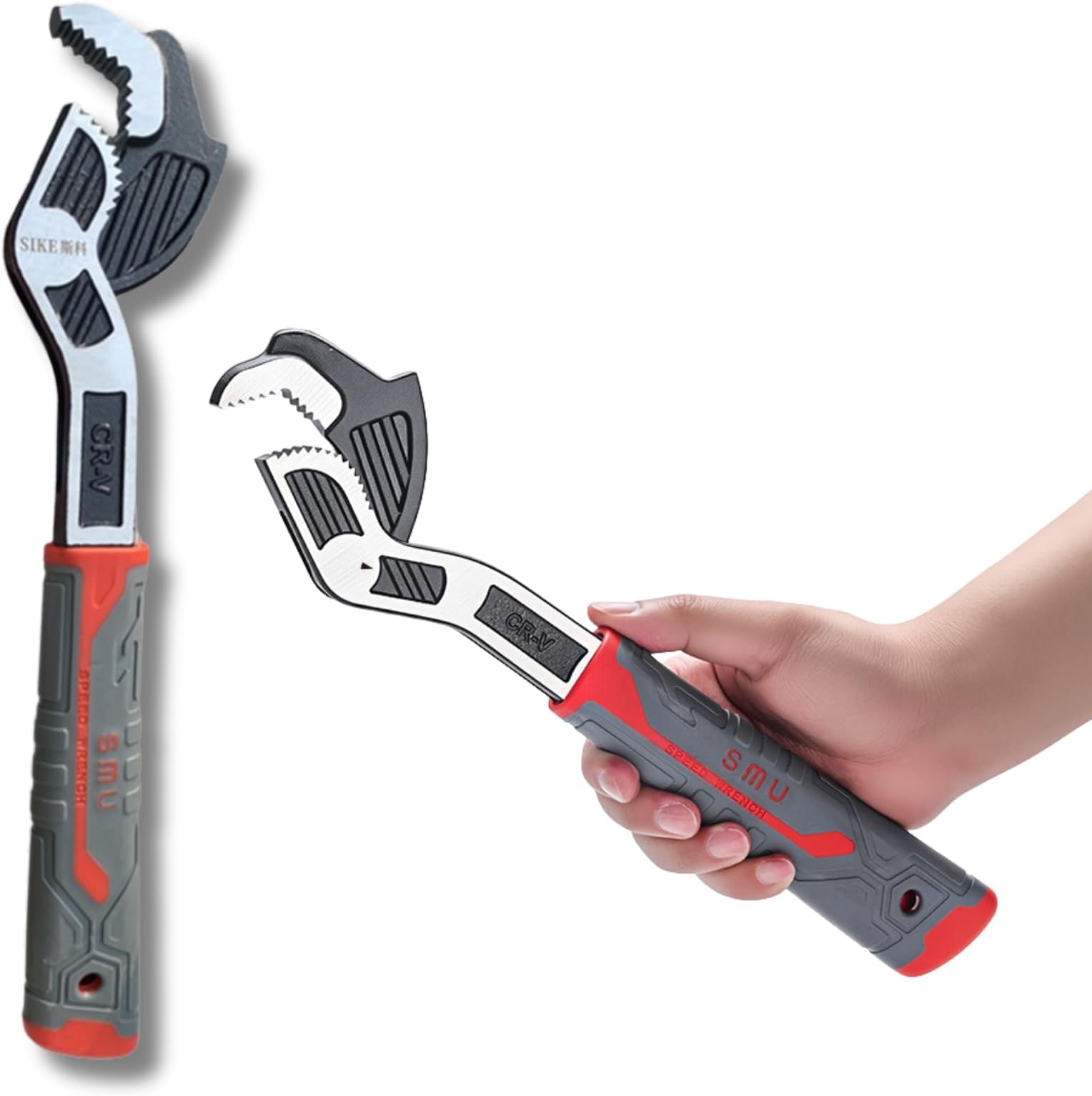 Pipe Wrench, Automatic Width Adjustment x Self-Locking, Single Hand, Strong Grip, Multifunctional, Versatile Wrench, Monkey Wrench, Water Tape, Pipe Opening 0.7 - 1.7 inches (19 - 43 mm)
