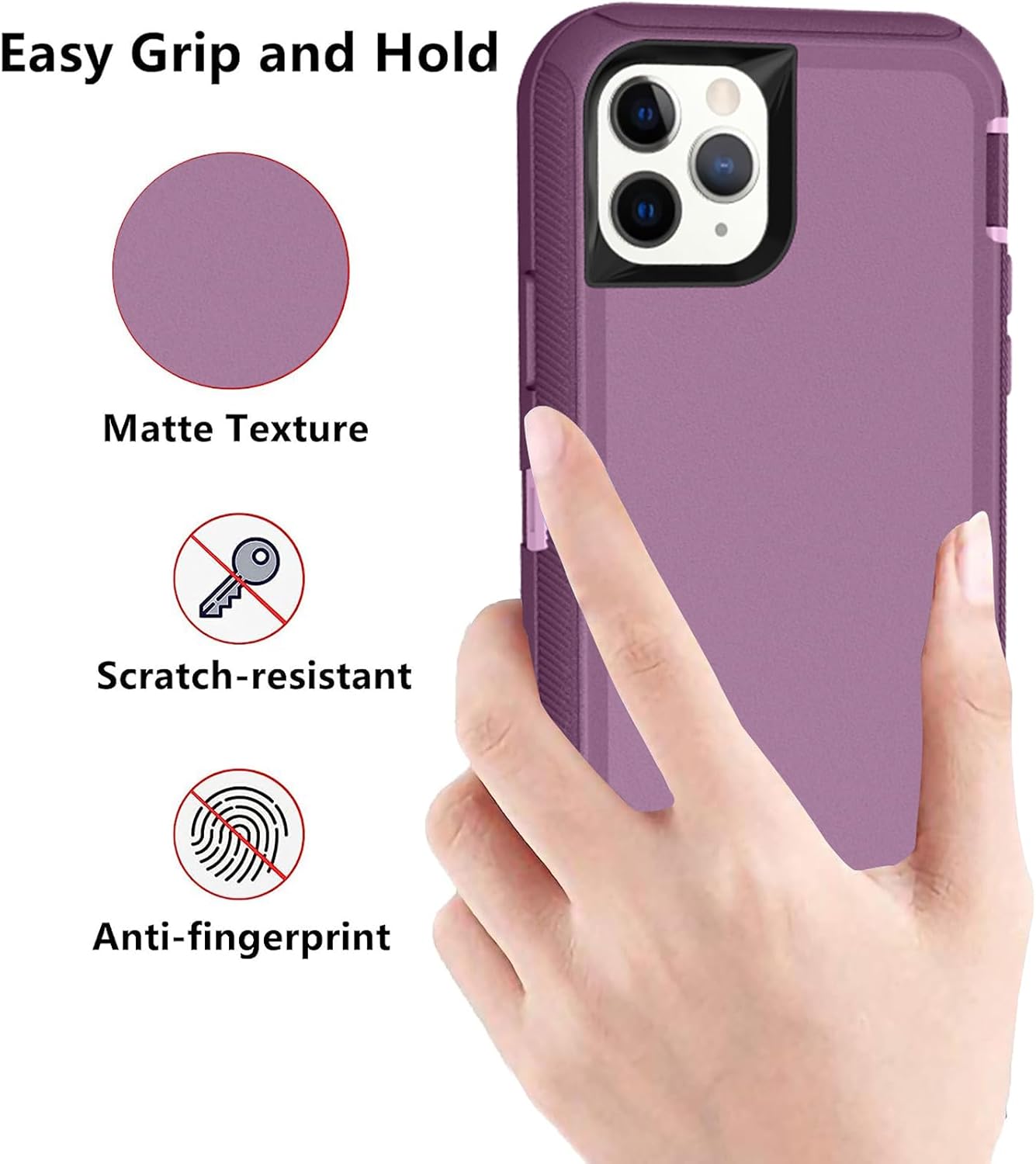 for iPhone 11 Pro Case, (Not Fit 11) Defender Case Heavy Duty Shockproof Dustproof 3 in 1 Rugged Protective Phone Cover for iPhone 11 Pro 5.8 inch (Pink/Purple) - Image 5