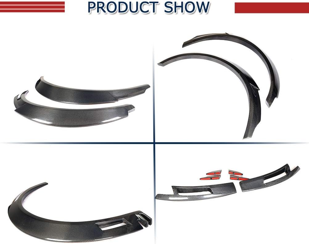 Wheel Well Lips fits Chevrolet Camaro 2D 2016-2019 Front & Rear Wheel Arch Lip Fender Flares Molding Trim Guard (Carbon Fiber)