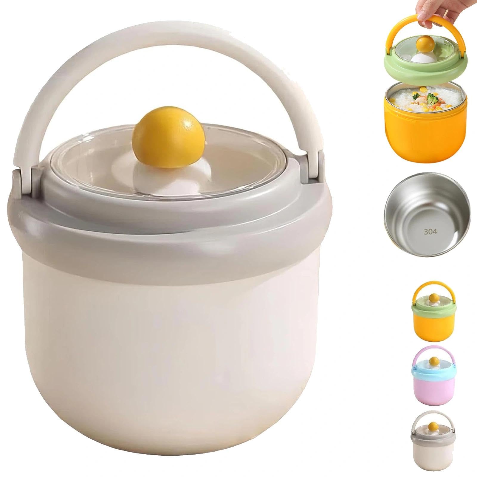 Vjyibpb 17oz Portable Lunch Food Jar With Handle,Portable Lunch Food Jar With Handle ＆Tableware,304 Stainless Steel Leakproof Insulated Container,For Work,Travel Picnic (A)