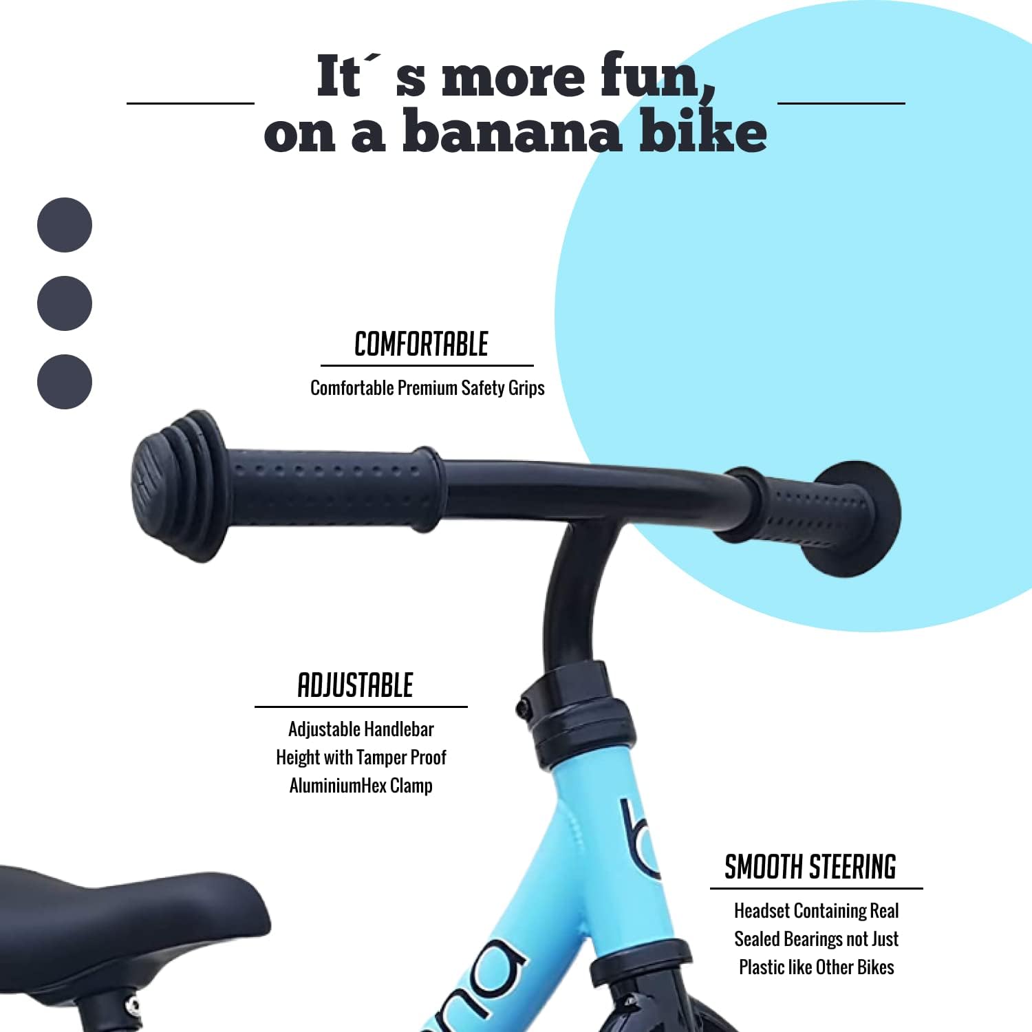 Banana LT Balance Bike - Lightweight Toddler Bike for 2, 3, 4, and 5 Year Old Boys and Girls - No Pedal Bikes for Kids with Adjustable Handlebar and seat - Aluminium, EVA Tires - Training Bike (Blue) : Sports & Outdoors