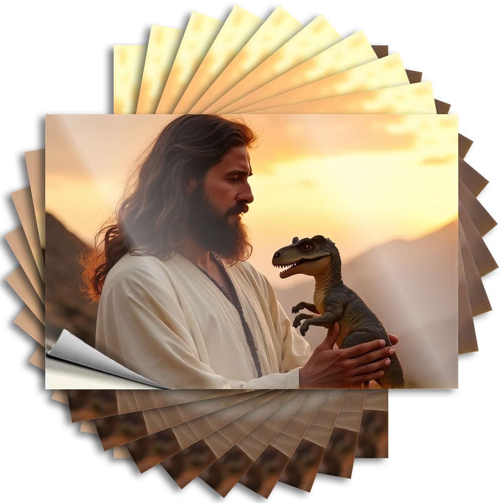 Books Wall Tattoos - A Person Holds A Small Dinosaur Toy Against A Sunset Backdrop Crazy Durable Sticker Easy Apply for Fishing Decor(6X9CM)