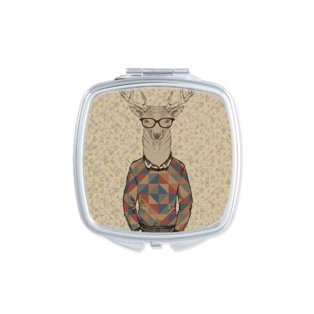 Miroir de maquillage compact carré cerf coloré pour sac à main