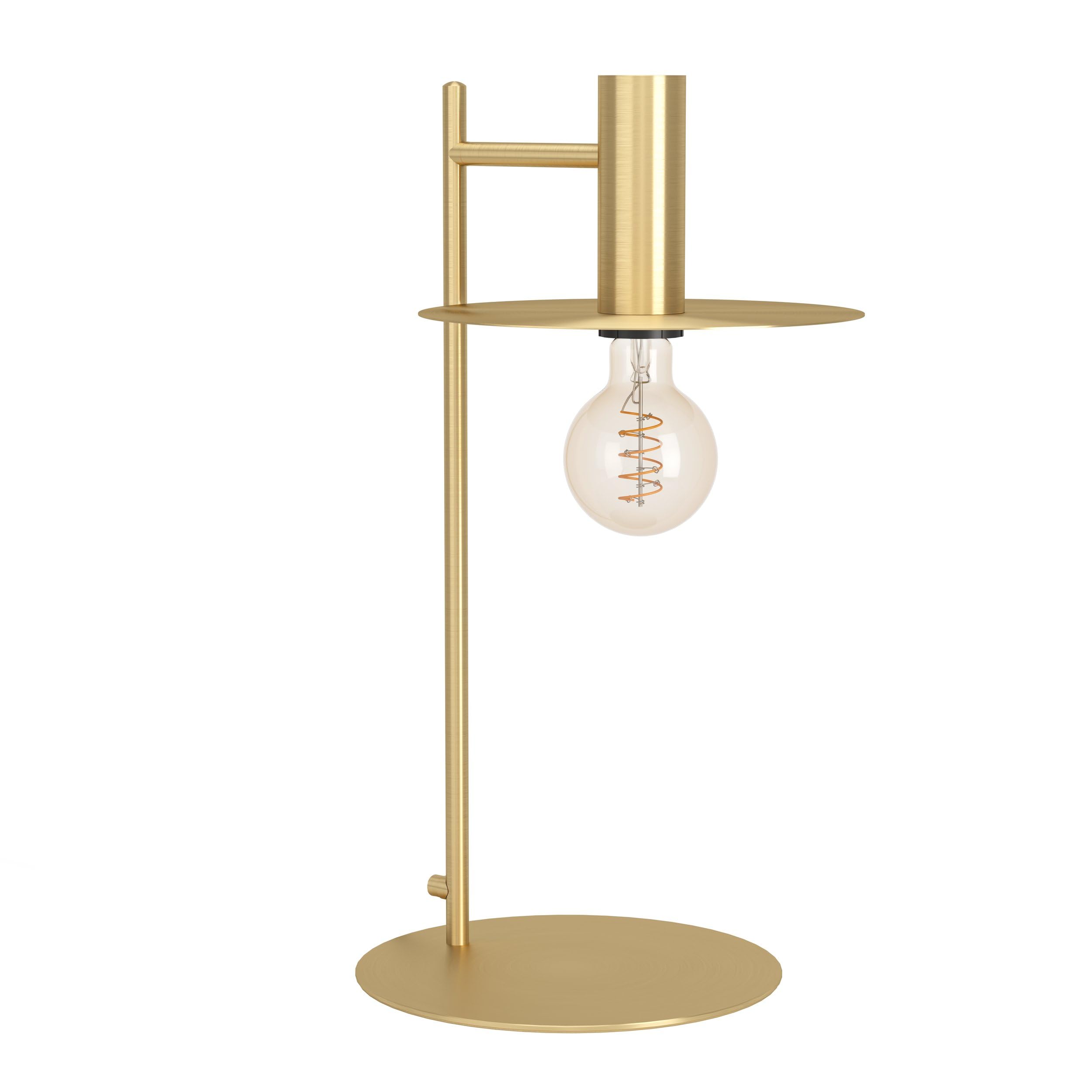 EGLO Tischlampe Escandell, elegante Nachttischlampe | Tischleuchte aus Metall in Messing-gebürstet, Tisch-Lampe für Wohnzimmer und Schlafzimmer, E27 Fassung