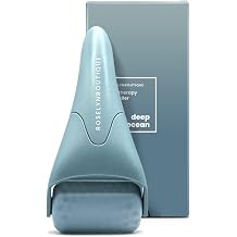 ROSELYNBOUTIQUE Ice Roller &amp; Gua Sha for Face - Wrinkles Fine Lines Puffiness Guasha Massager Facial Skin Care Tools Self Care Gifts for Men Women (Deep Ocean)