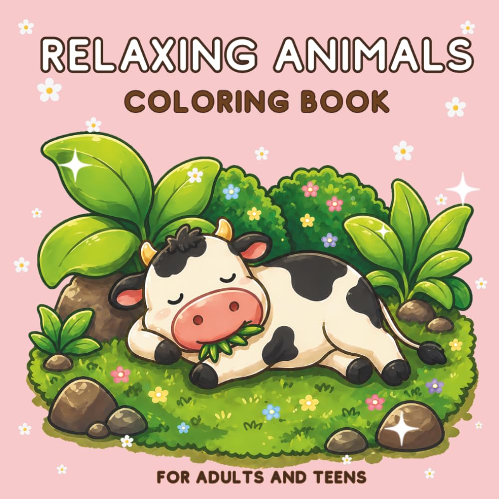 Relaxing Animals Coloring Book: 40 Adorable Animal Coloring Pages for Adults and Teens