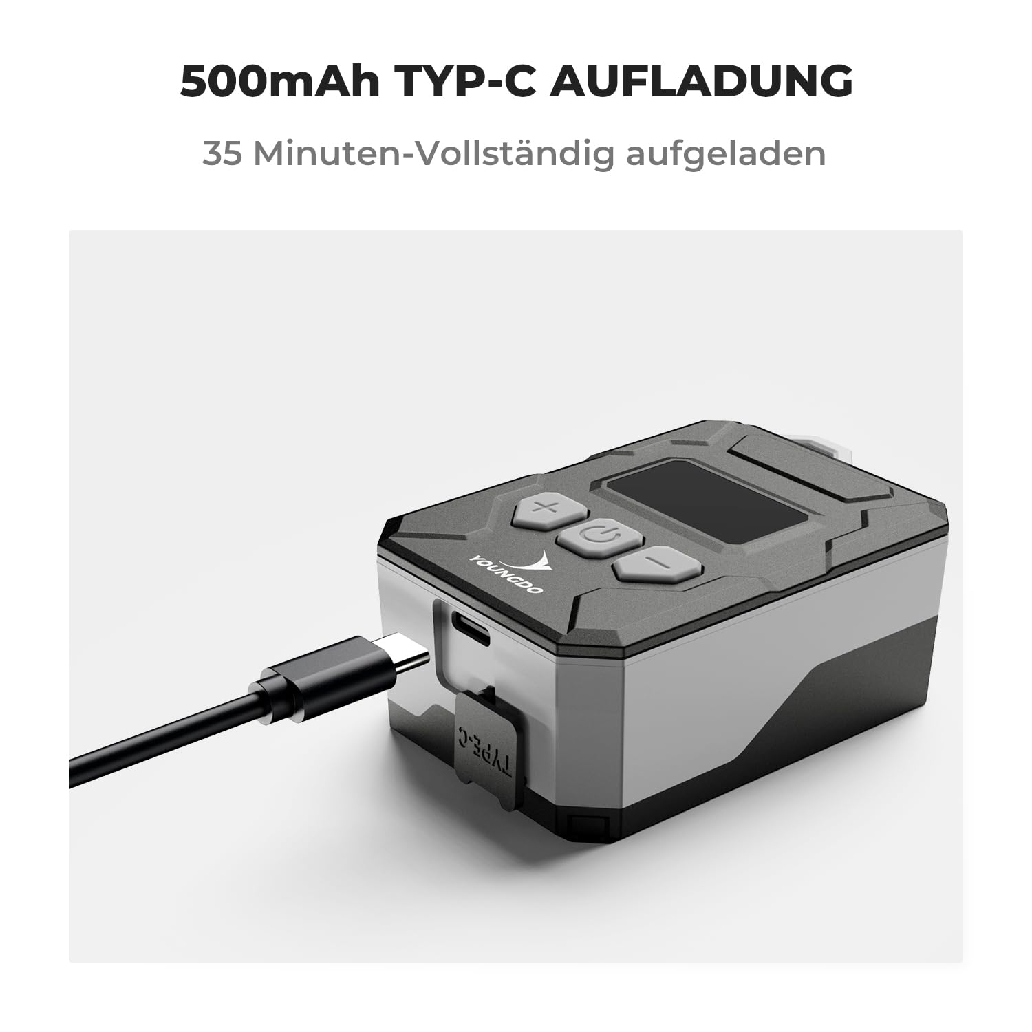 Mini Fahrradpumpe, YOUNGDO Fahrradpumpe Elektrisch 150PSI, 500mAh Akku Kompressor, Tragbare Luftpumpe Fahrrad, Echtzeit-Druckanzeige, mit Presta- und Schrader-Ventil