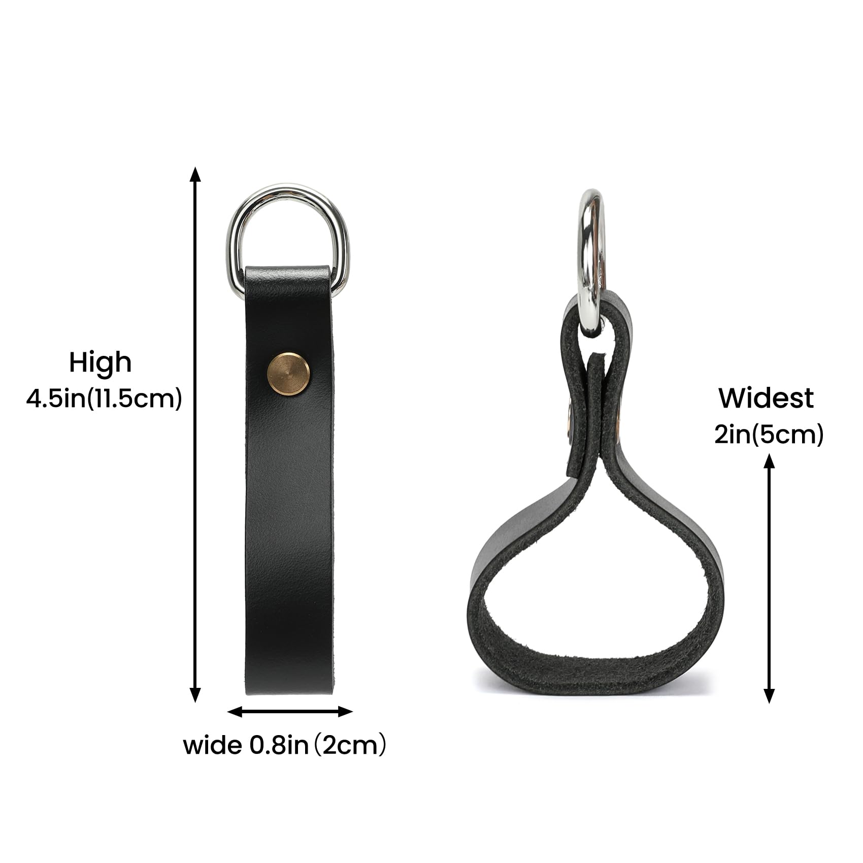 4 Packs Echtes Leder Gürtelschlaufe mit D Ring, Werkzeuggürtelschlaufe,Schlüsselanhänger (2 Zoll breites Hartleder)