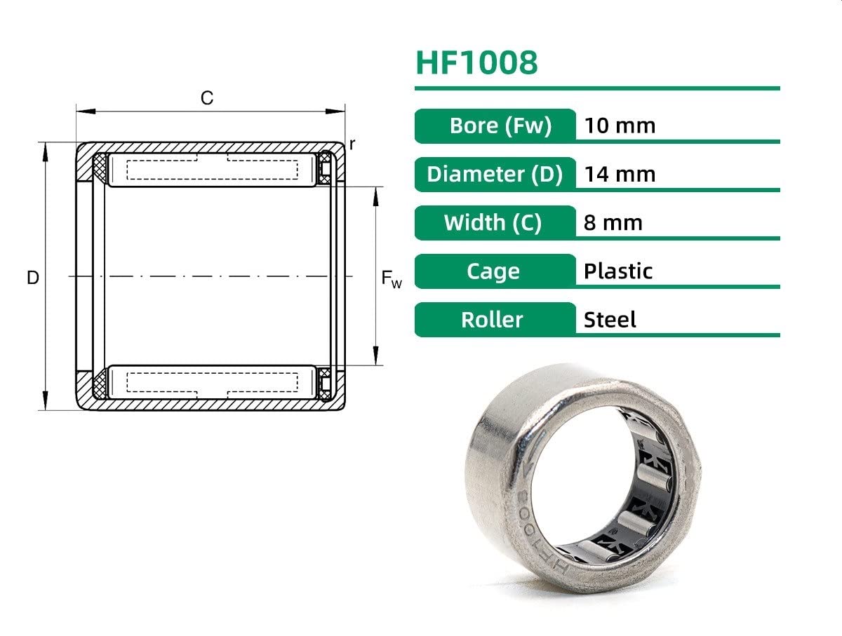10 rodamientos de Agujas unidireccionales HF1008 HF10148 x 14 8 mm for Embrague
