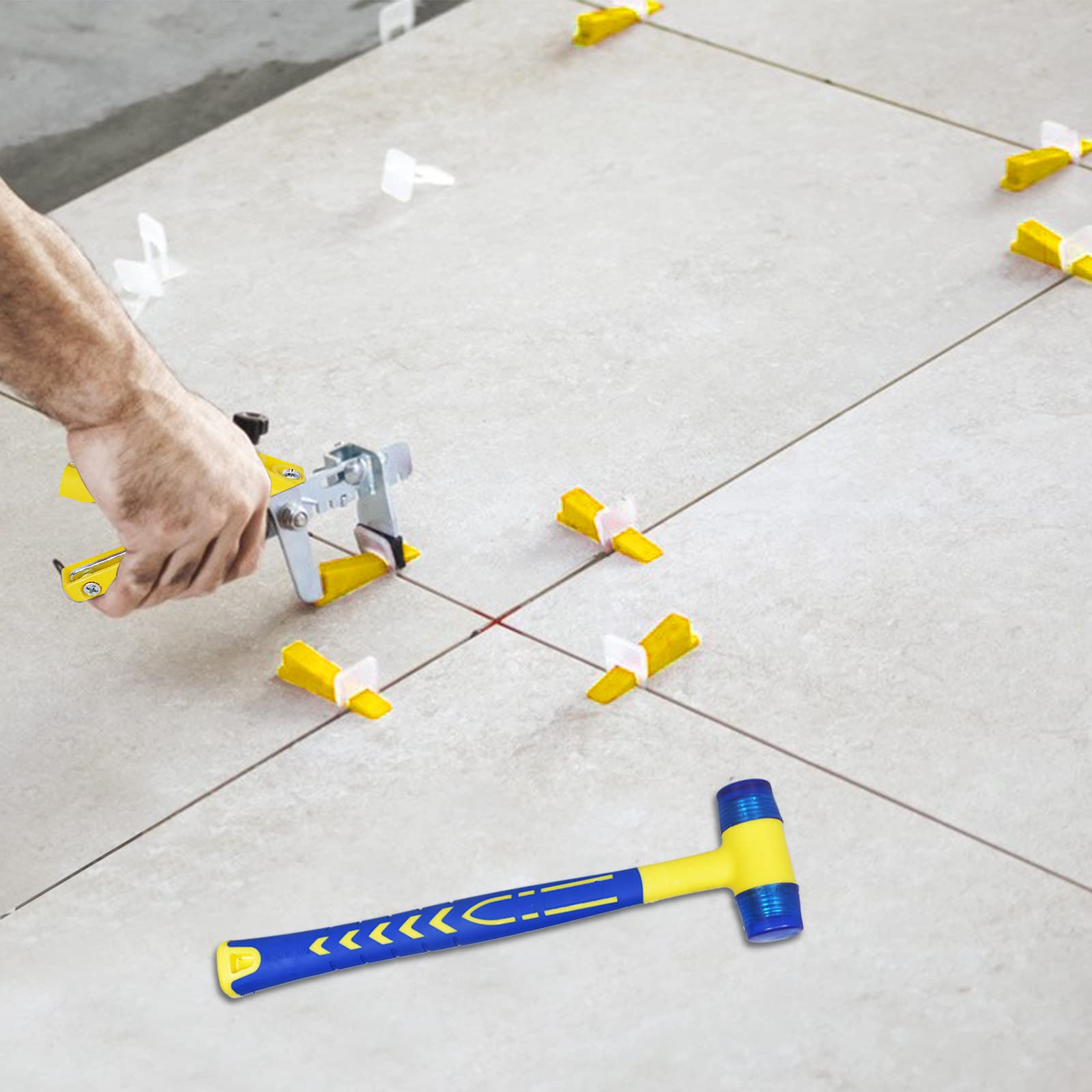 Set migliorato per livellamento piastrelle 1 mm – 600 distanziatori, 200 cunei riutilizzabili e pinza per piastrelle per posa in bagno e soggiorno (1 mm, 200 + 600 + pinza)