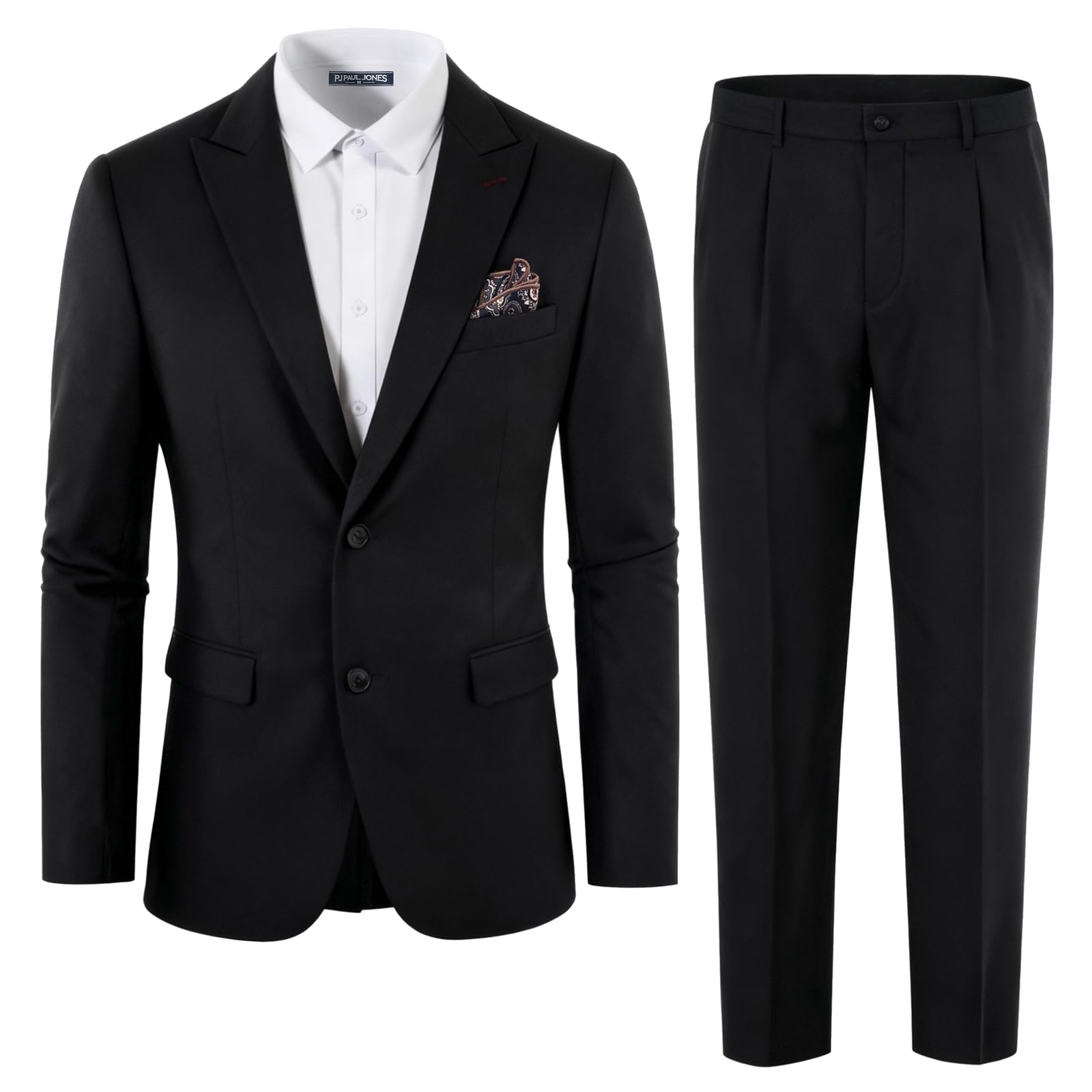 PJ PAUL JONES Herren Business Anzug Set 2 Teilig Slim Fit Sakko mit Kerbkragen Knopf Blazer Hose