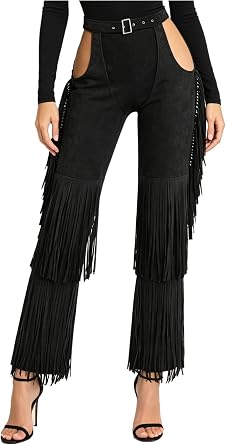 Women Hollow Out Equestrian Riding Show Cowgirl Chaps Pants