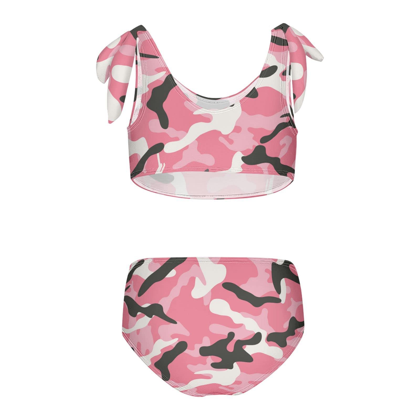 senya Girls Swimsuit, Camo Pink Camouflage 2-Piece Bikini Bathing Suit 3-10 Years