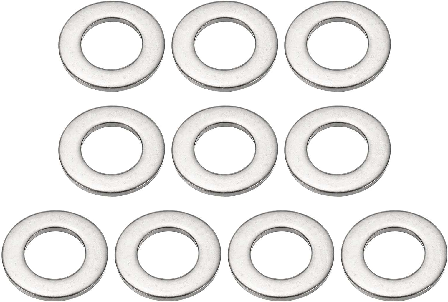 PATIKIL 3/4" ID x 1-1/2" OD Stainless Steel Flat Washers, 10 Pcs Round Metal Washer Small Spacer for Screws Bolts Nuts Assortment