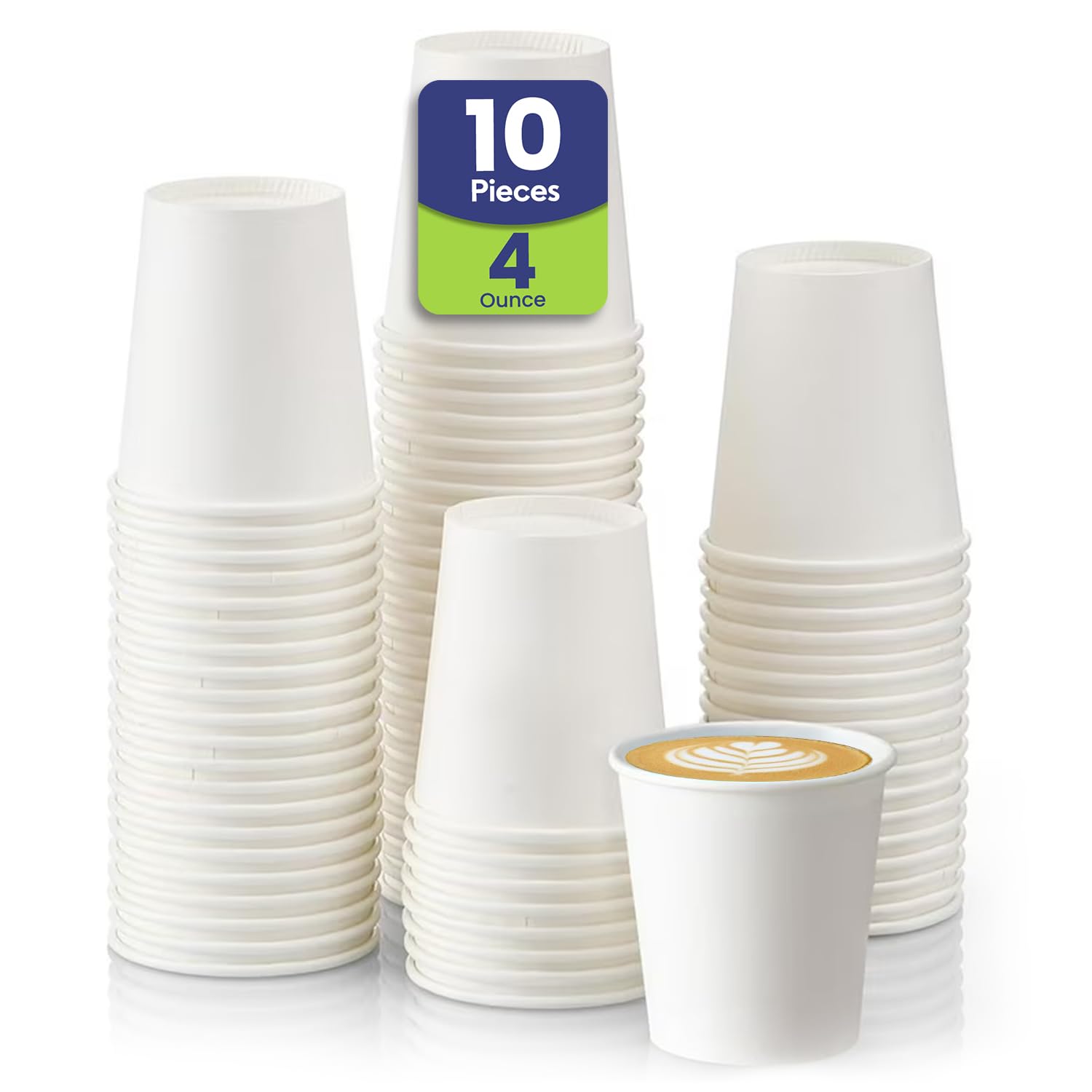 SNH Packing 4oz (Pack of 10) Heavy Duty White Coffee Disposable Cups - Single Wall Paper Cups for Expresso, Tea Cup, Coffee Cups & Water Cup - Perfect for Home, Parties & Offices